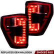 Ford F150 21-23 (Replaces OEM Halogen Style Tail Lights w/ Blind Spot Warning System) OLED TAIL LIGHTS - Red Smoked Lens - Image 3