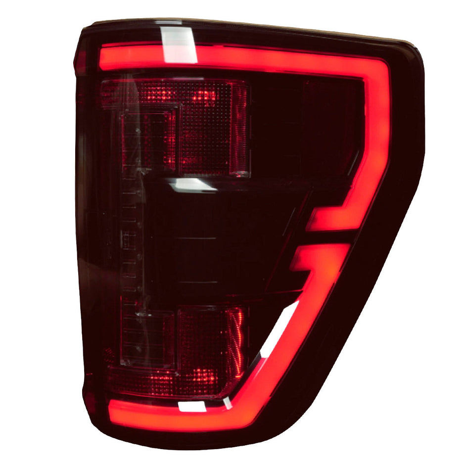 Ford F150 21-23 (Replaces OEM Halogen Style Tail Lights w/ Blind Spot Warning System) OLED TAIL LIGHTS - Red Smoked Lens