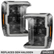 Ford Superduty 23-25 F250/F350/F450/F550 Projector Headlight with LED High & Low Beams, WHITE LED DRL and AMBER Scanning LED Turn Signal with Startup Sequence - Smoked / Black