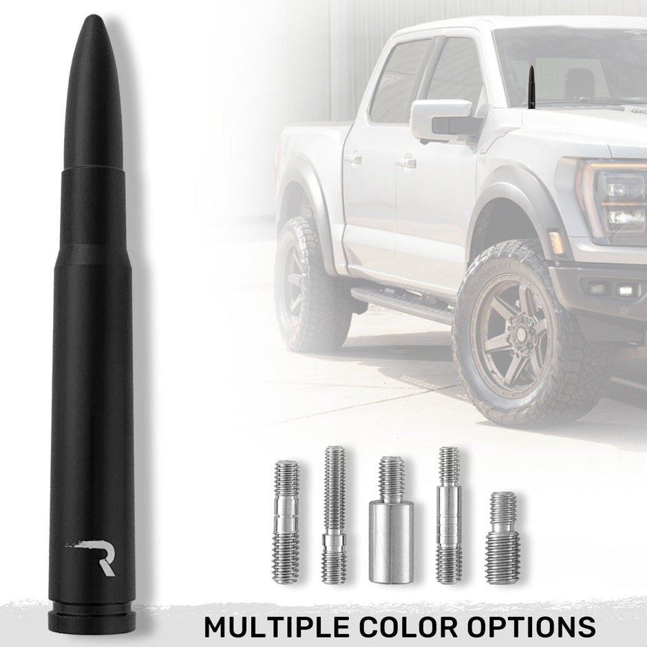 .50 Cal Bullet Shaped Aluminum 5" Antenna - Universal Fitment Fits All Makes & Models w/ OEM Factory Threaded Antenna - BLACK