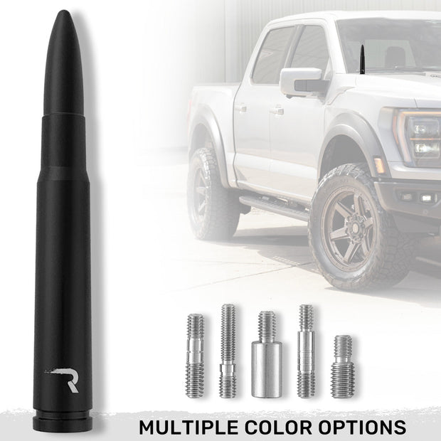 .50 Cal Bullet Shaped Aluminum 5" Antenna - Universal Fitment Fits All Makes & Models w/ OEM Factory Threaded Antenna - BLACK