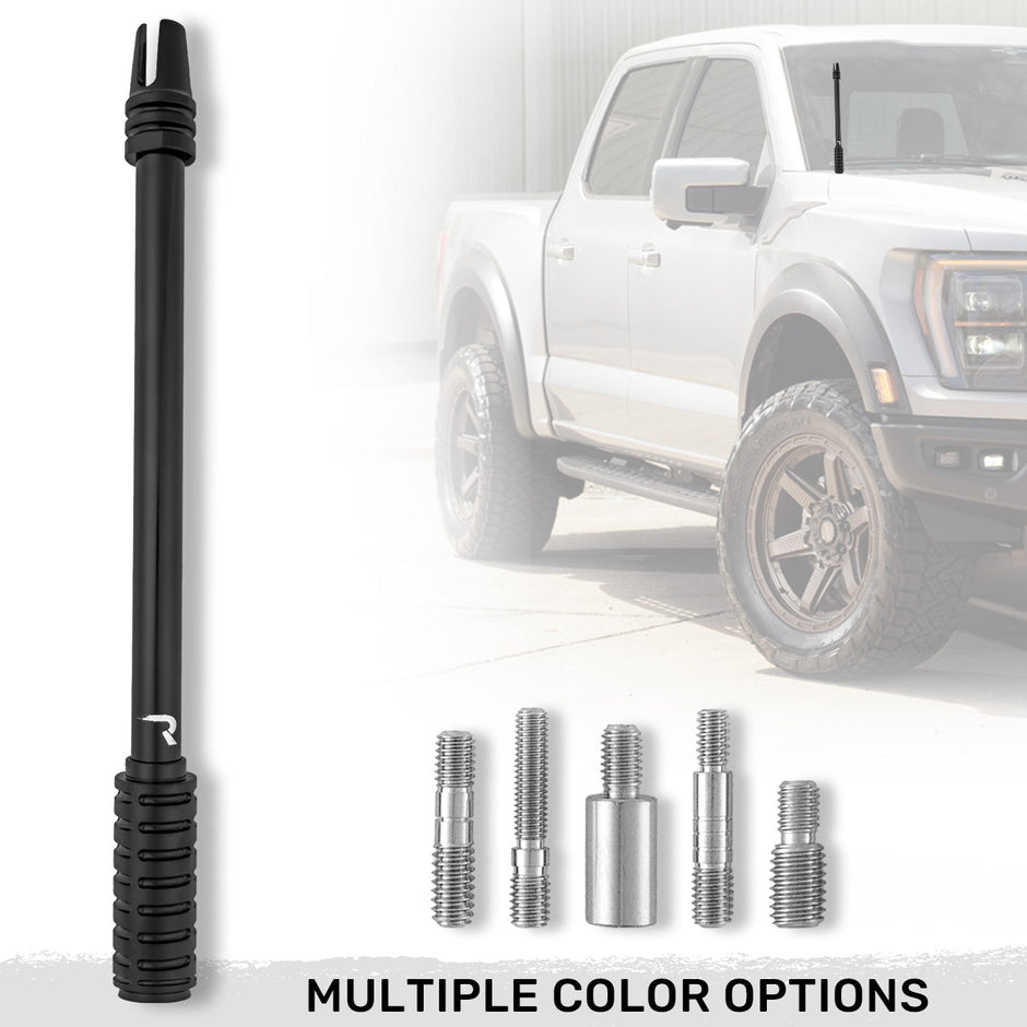 Rifle Barrel 10" Aluminum Antenna w/ 3-Pronged Flash Hider Tip - Universal Fitment Fits All Makes & Models w/ OEM Factory Threaded Antenna - BLACK