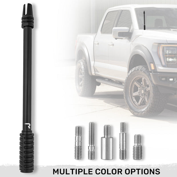 Rifle Barrel 10" Aluminum Antenna w/ 3-Pronged Flash Hider Tip - Universal Fitment Fits All Makes & Models w/ OEM Factory Threaded Antenna - BLACK