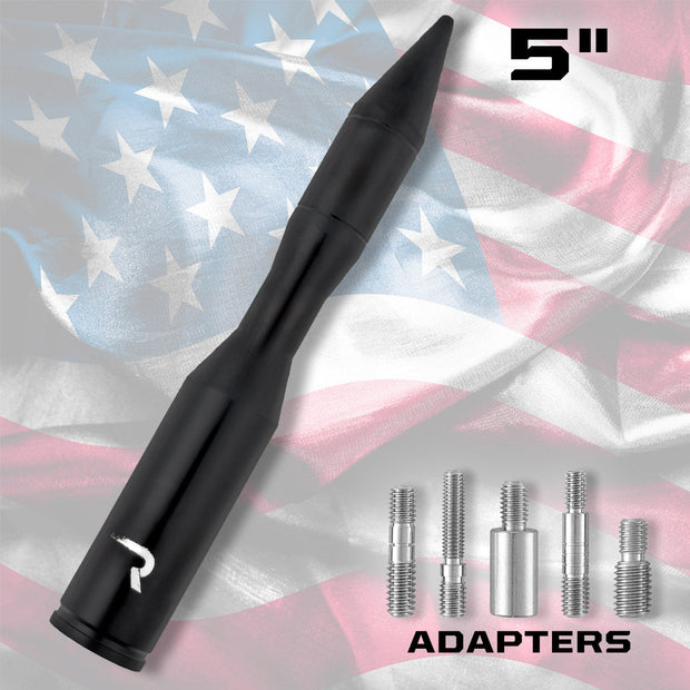 RPG Rocket Shaped 5" Aluminum Antenna - Universal Fitment Fits All Makes & Models w/ OEM Factory Threaded Antenna - BLACK - Image 2