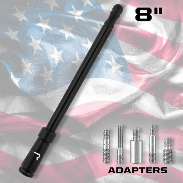 Aluminum 8" Antenna - Universal Fitment Fits All Makes & Models w/ OEM Factory Threaded Antenna - BLACK - Image 2
