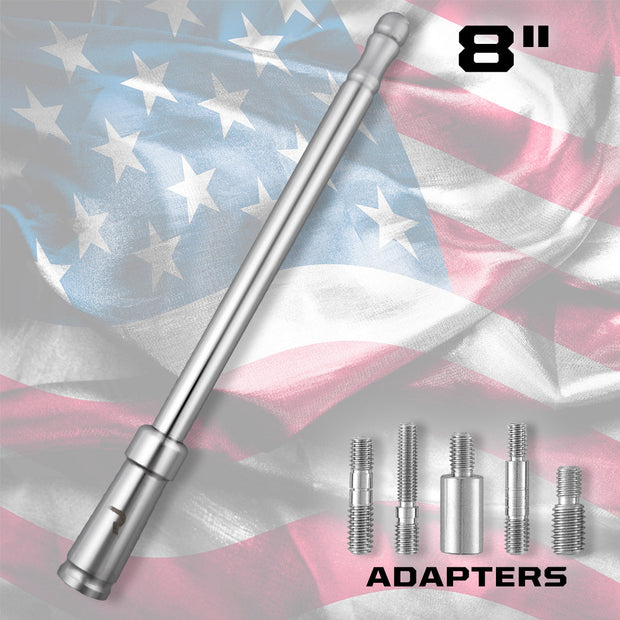 Aluminum 8" Antenna - Universal Fitment Fits All Makes & Models w/ OEM Factory Threaded Antenna - BRUSHED ALUMINUM