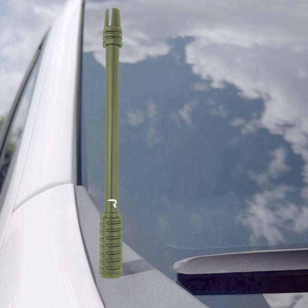 Rifle Barrel 10" Aluminum Antenna w/ 3-Pronged Flash Hider Tip - Universal Fitment Fits All Makes & Models w/ OEM Factory Threaded Antenna - OLIVE DRAB / ARMY GREEN
