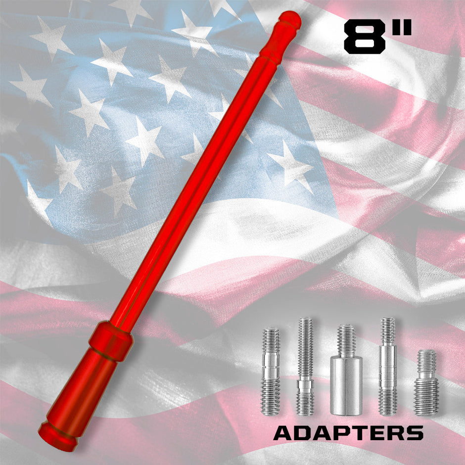 Aluminum 8" Antenna - Universal Fitment Fits All Makes & Models w/ OEM Factory Threaded Antenna - RED