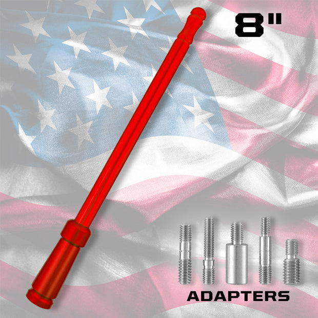 Aluminum 8" Antenna - Universal Fitment Fits All Makes & Models w/ OEM Factory Threaded Antenna - RED