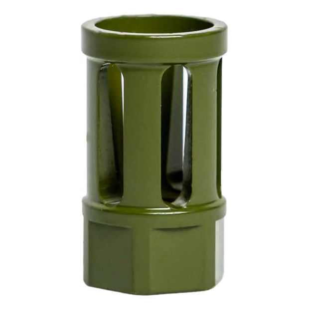 Interchangeable Bird Cage Design Rifle Barrel Antenna Tip Flash Hider - This interchangeable flash hider barrel tip fits RECON 10" Rifle Barrel Antennas - OLIVE DRAB / ARMY GREEN