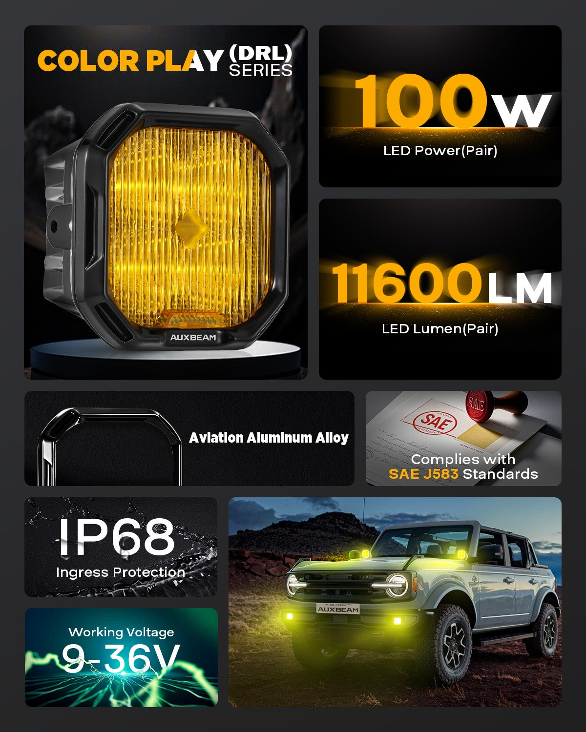 Color Play Series 3 Inch LED Fog Light Kit For Honda Accord/Honda CR-V/Honda CR-Z/Honda Civic