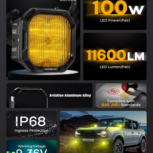 Color Play Series 3 Inch LED Fog Light Kit For Ford Honda Nissan Subaru Acura