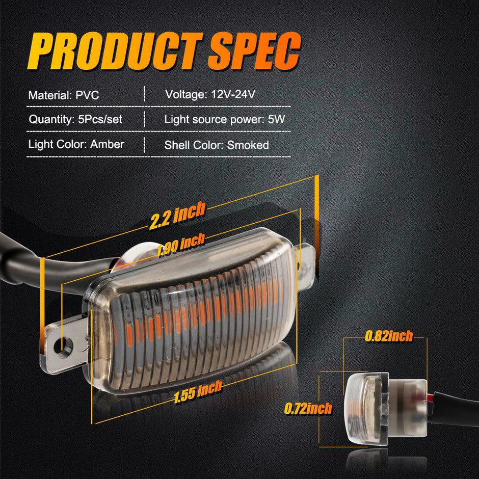 (5pcs/set) LED Front Grille Lights Raptor Style Amber Light Fit for Chevrolet Silverado 2500HD 2020-2021