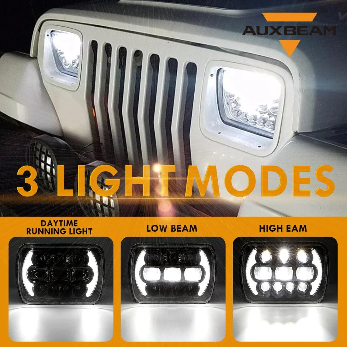 (2pcs/set) 130W 7x6 LED Headlight with DRL for Jeep Wrangler YJ XJ MJ/ Ford/ Savana/ Trucks Chrome)