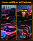 Two-Pack Devil's Eye Atmosphere Light Flexible Programmable USB APP Control Car LED Screen 23.42x4.72in for Windshield Decoration