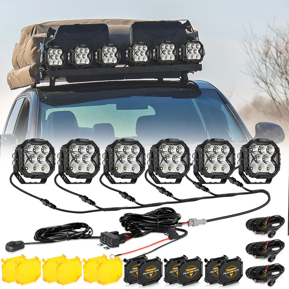 CUBE-Z Series 4 Inch LED Pod Lights Off Road Lights with White DRL & Amber Turn Signal Lights