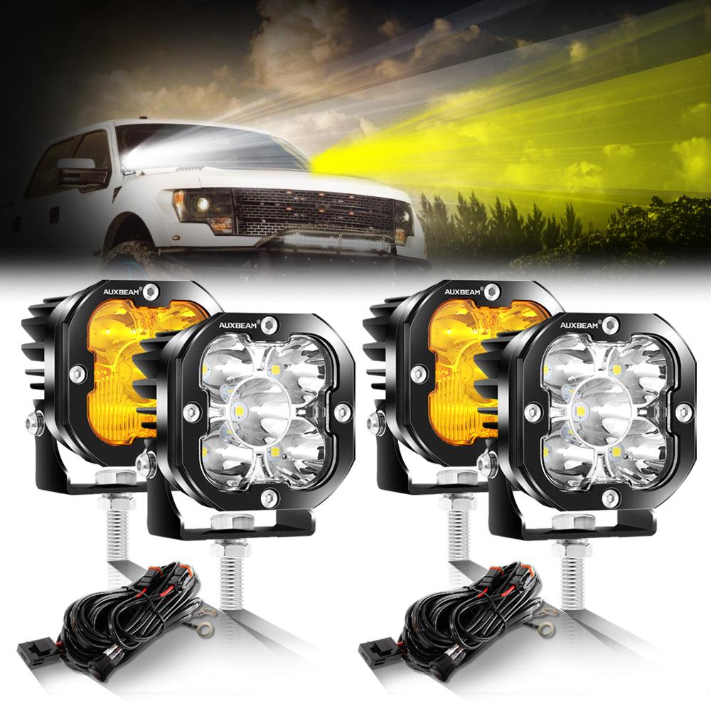 3 Inch 80W 9600LM LED Pods Lights White&Amber for FORD