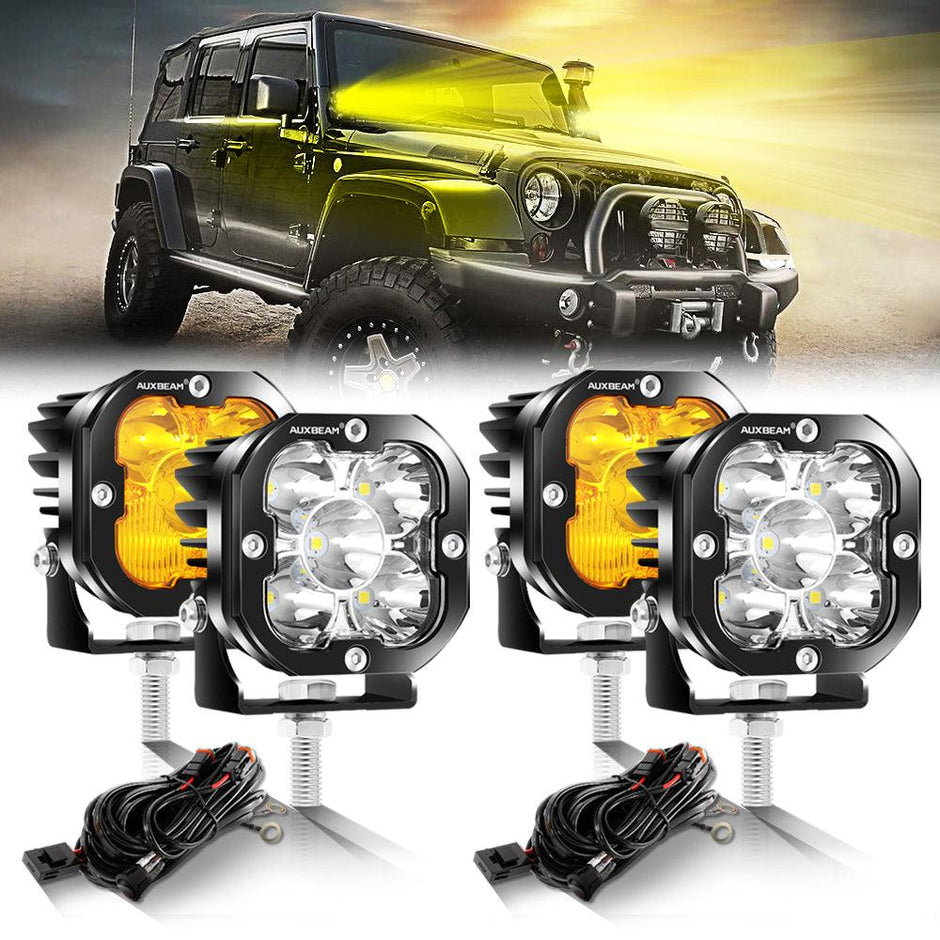 3 Inch 80W 9600LM LED Pods Lights White&Amber for JEEP