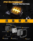 6/8Pcs 5 Inch 132W Amber DRL LED Pod Lights with Power Harness
