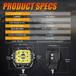 5 Inch 110W White/Amber LED Driving Lights Pods Light with A-Pillar Mounting Bracket For Ford Bronco 2/4 Door 2021 2022