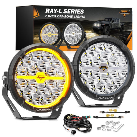 RAY-L Series | 7 Inch 240W 25800LM Dual DRL Offroad LED Driving Lights