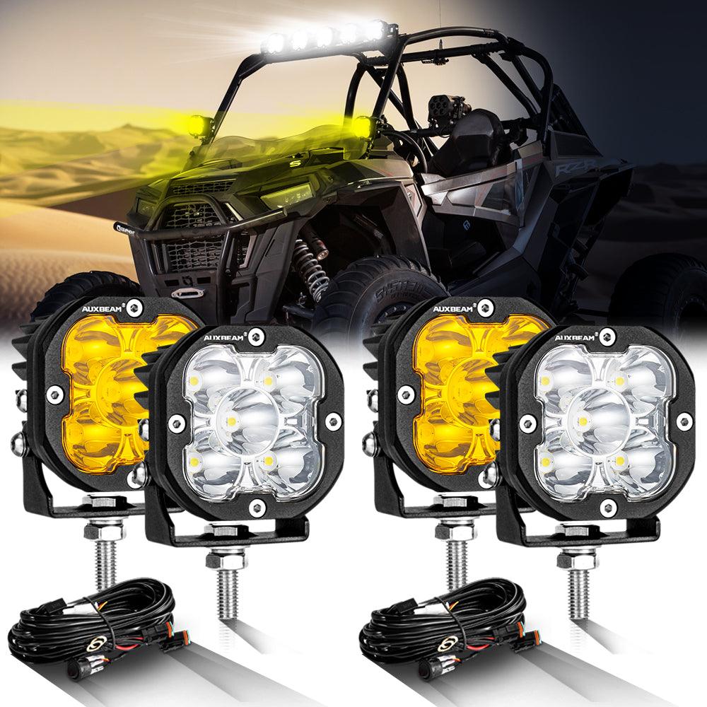 3 Inch 80W 9600LM LED Pods Lights White&Amber for ATV UTV SIDE BY SIDE 4X4
