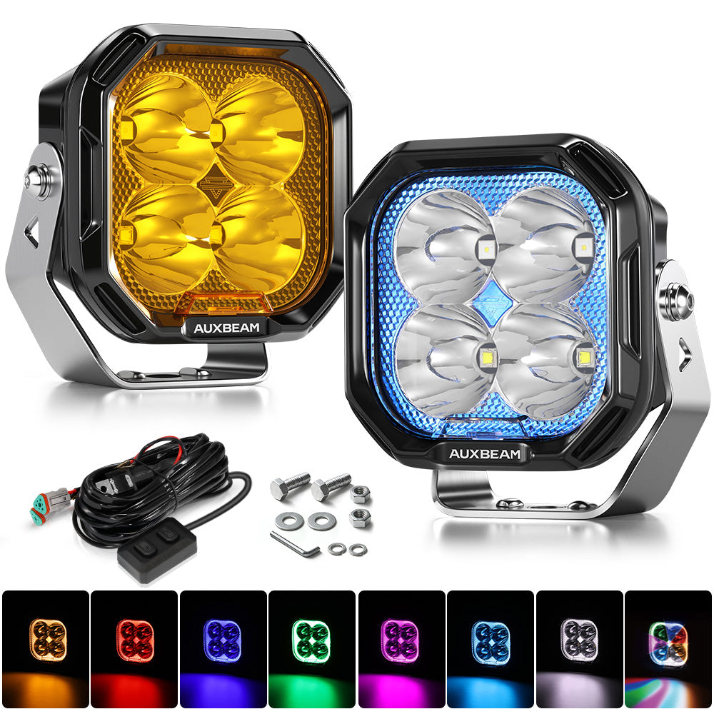Color Play Series 3 Inch 116W RGB LED Pod Lights Spot Off Road Lights With 8 Backlight Options