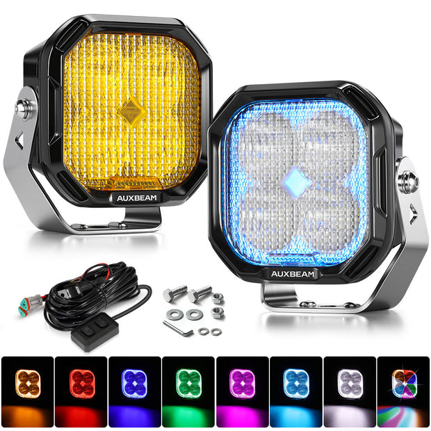 Color Play Series 3 Inch 116W RGB LED Pod Lights Flood Off Road Lights With 8 Backlight Options