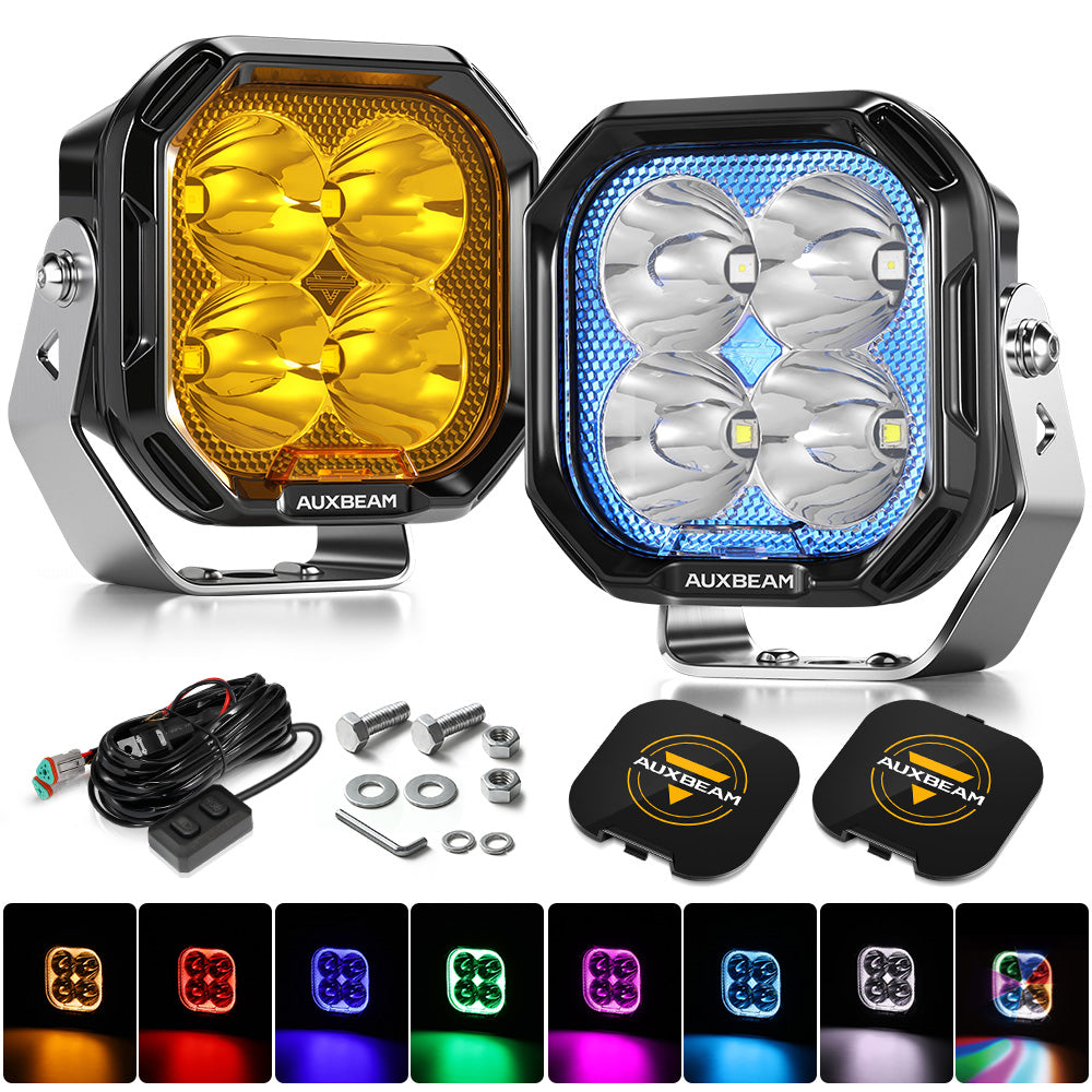Color Play Series 3 Inch 116W RGB LED Pod Lights Spot Off Road Lights With 8 Backlight Options