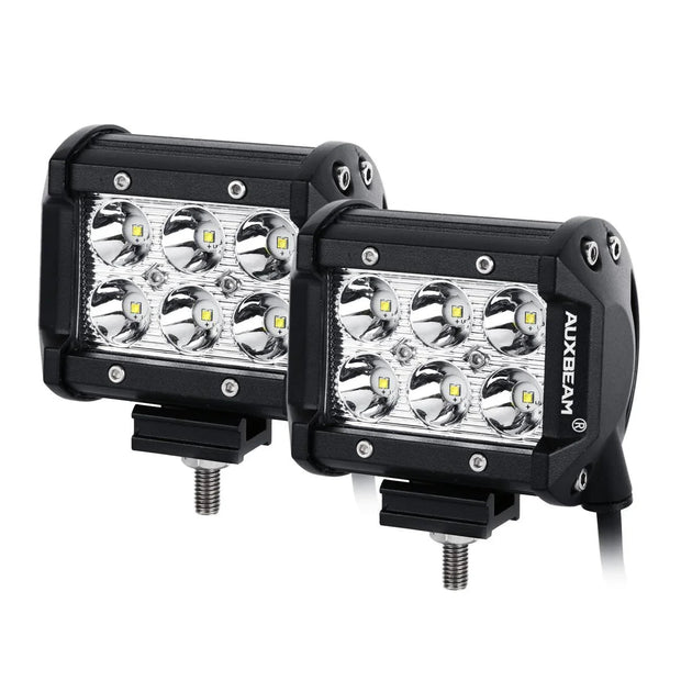 4 inch Classic-SM Series Dual Row LED PODS White Flood Beam with Wiring Harness for SUV ATV UTV Trucks Pickup Boat