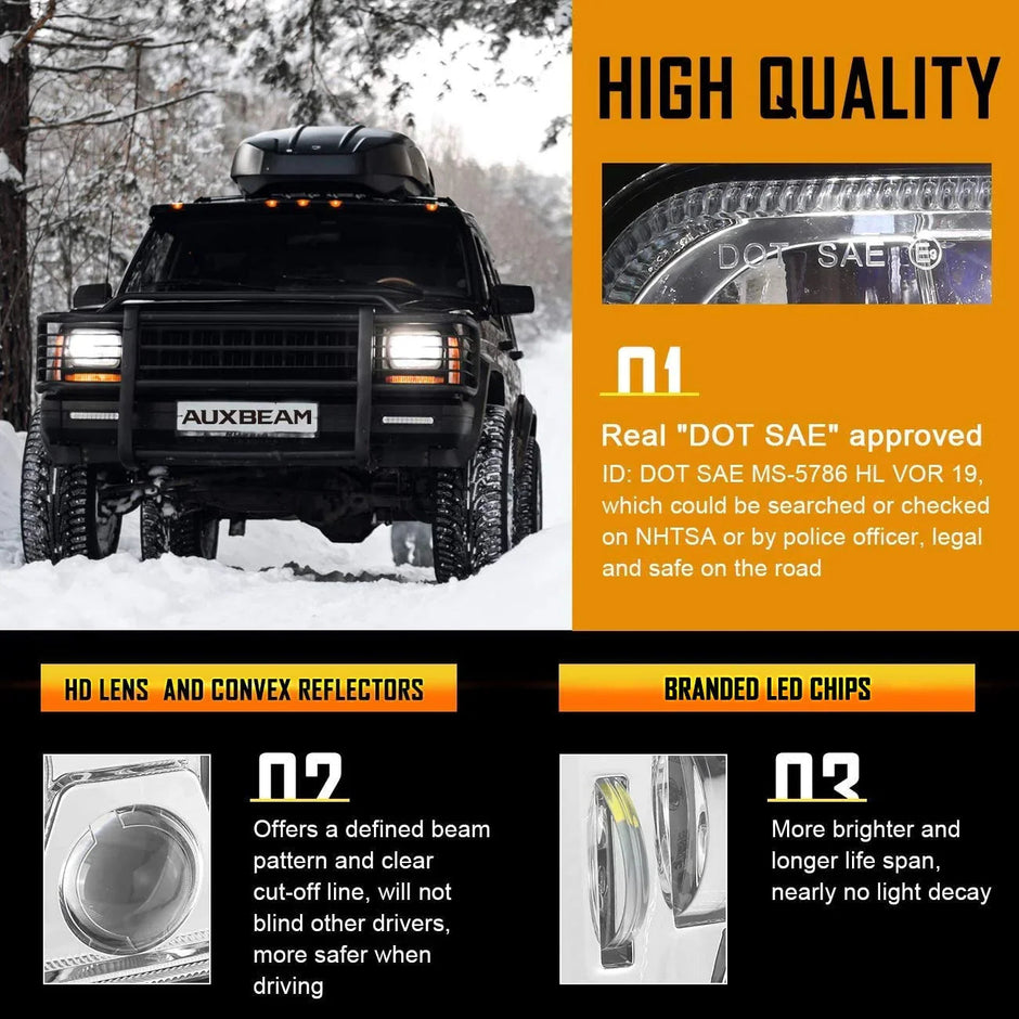 (2pcs/set) 110W 7x6 Black LED Headlights Hi-Lo Beam Headlamps