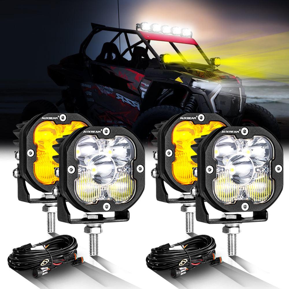 3 Inch 80W 9600LM LED Pods Lights White&Amber for ATV UTV SIDE BY SIDE 4X4