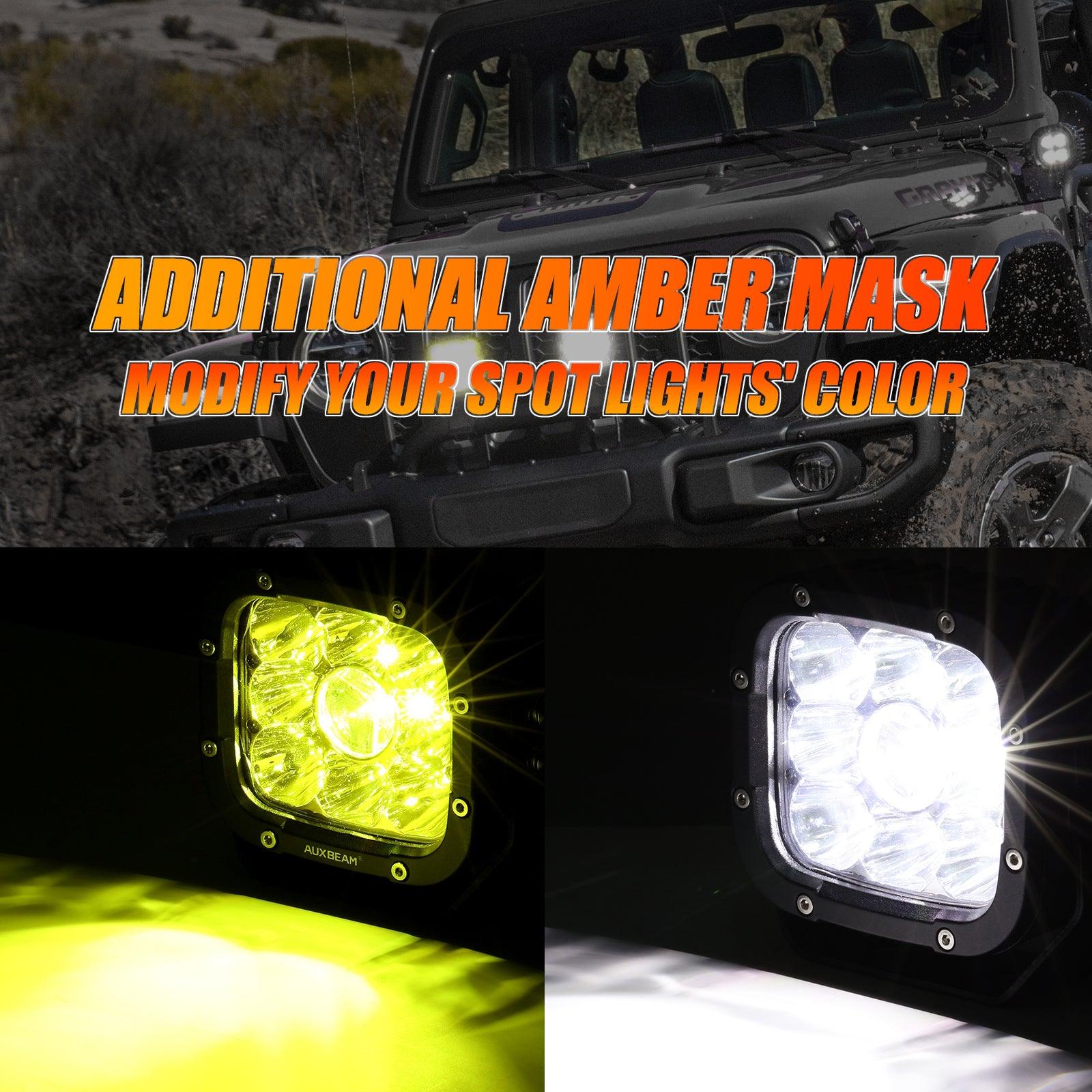 6Pcs 5 Inch 110W White/Amber LED Pods Lights with Power Harness