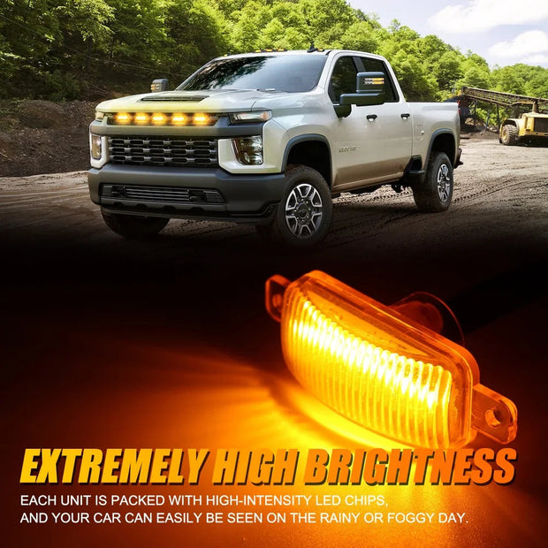 (5pcs/set) LED Front Grille Lights Raptor Style Amber Light Universal Car Modification