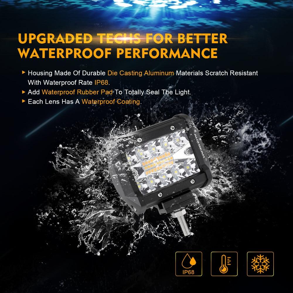 4 Inch 6 Modes White&Amber LED Working Light LED Pods with Dual A-Pillar Mounting Bracket For Ford Bronco 2/4 Door 2021 2022