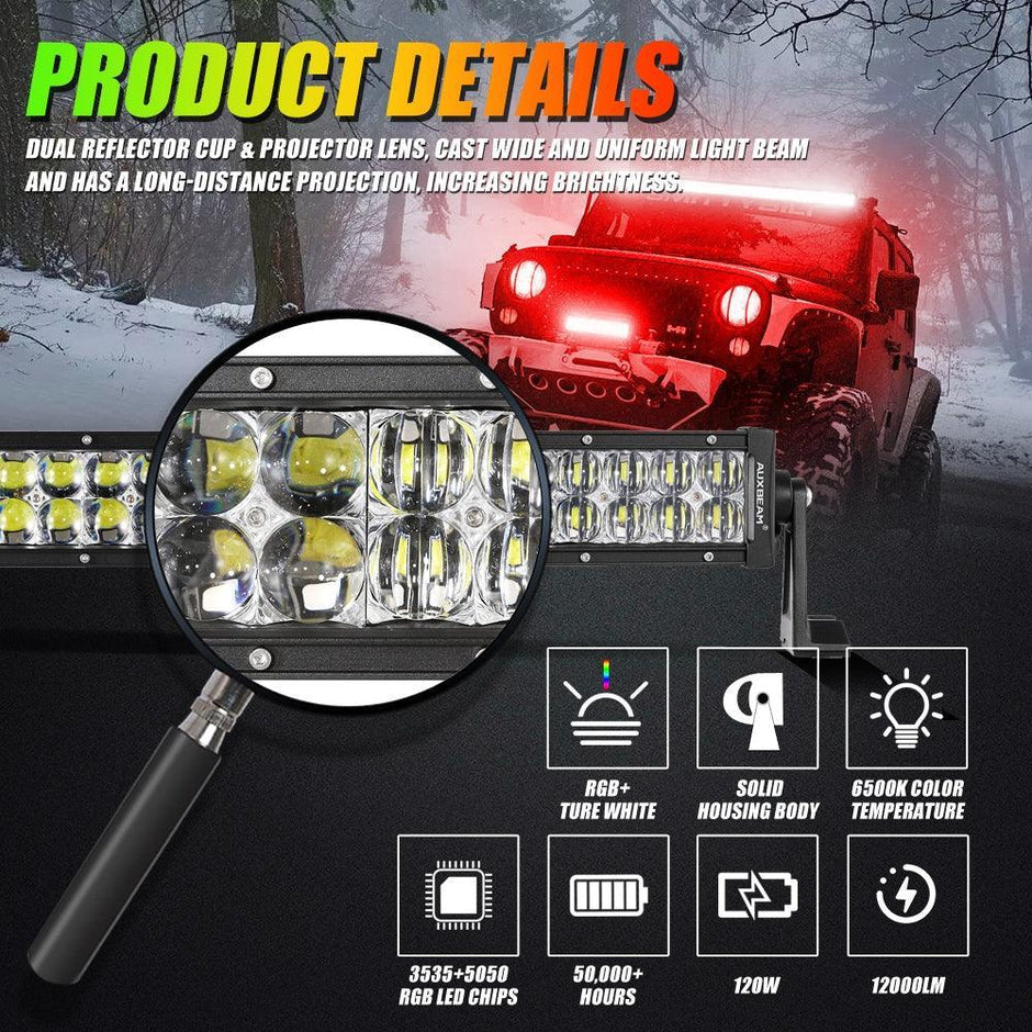 New 22 Inch V-PRO Series Straight RGBW Color Changing Off Road Led Light Bar