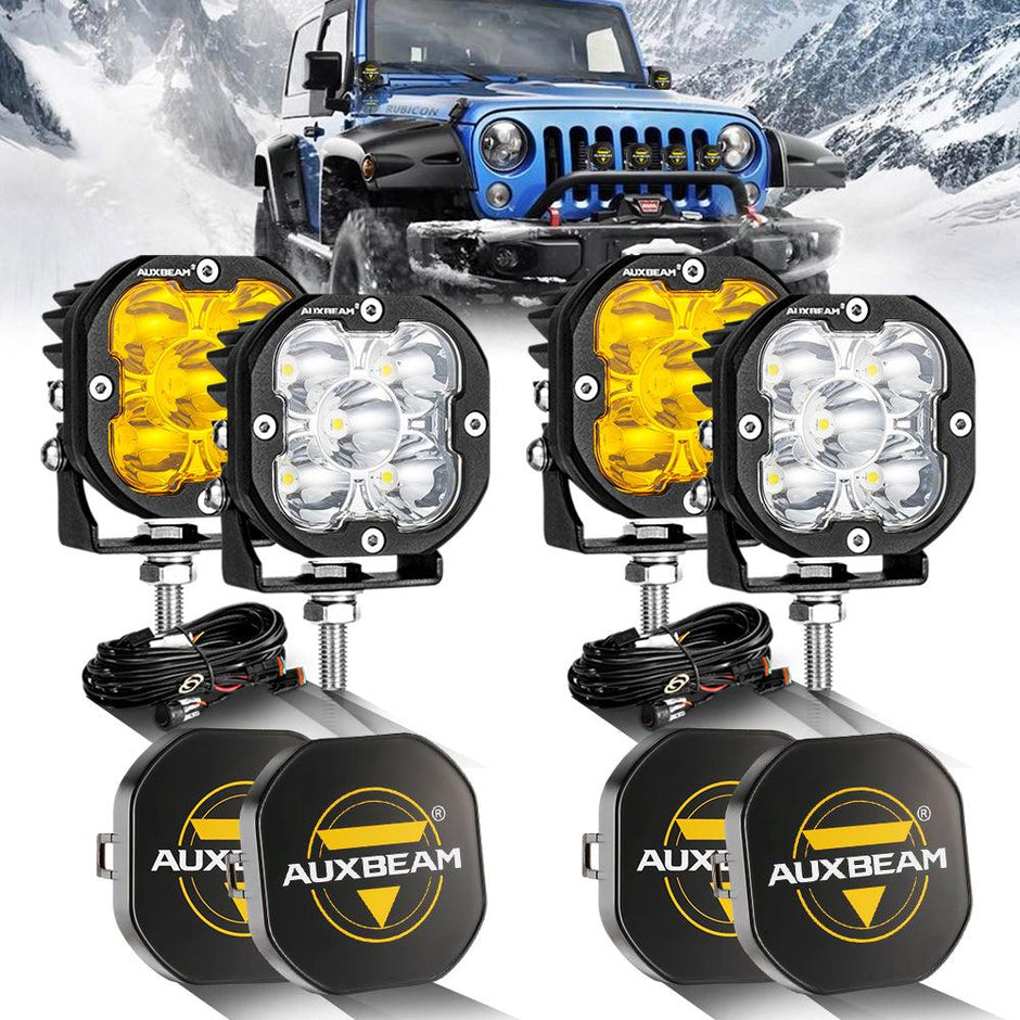 3 Inch 80W 9600LM LED Pods Lights White&Amber for JEEP