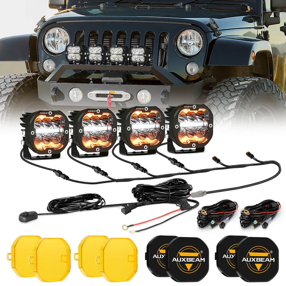 XP-ULTRA Series 3 Inch 84W LED Combo Pod Light Off Road Lights with White DRL&Amber Turn Signal Light