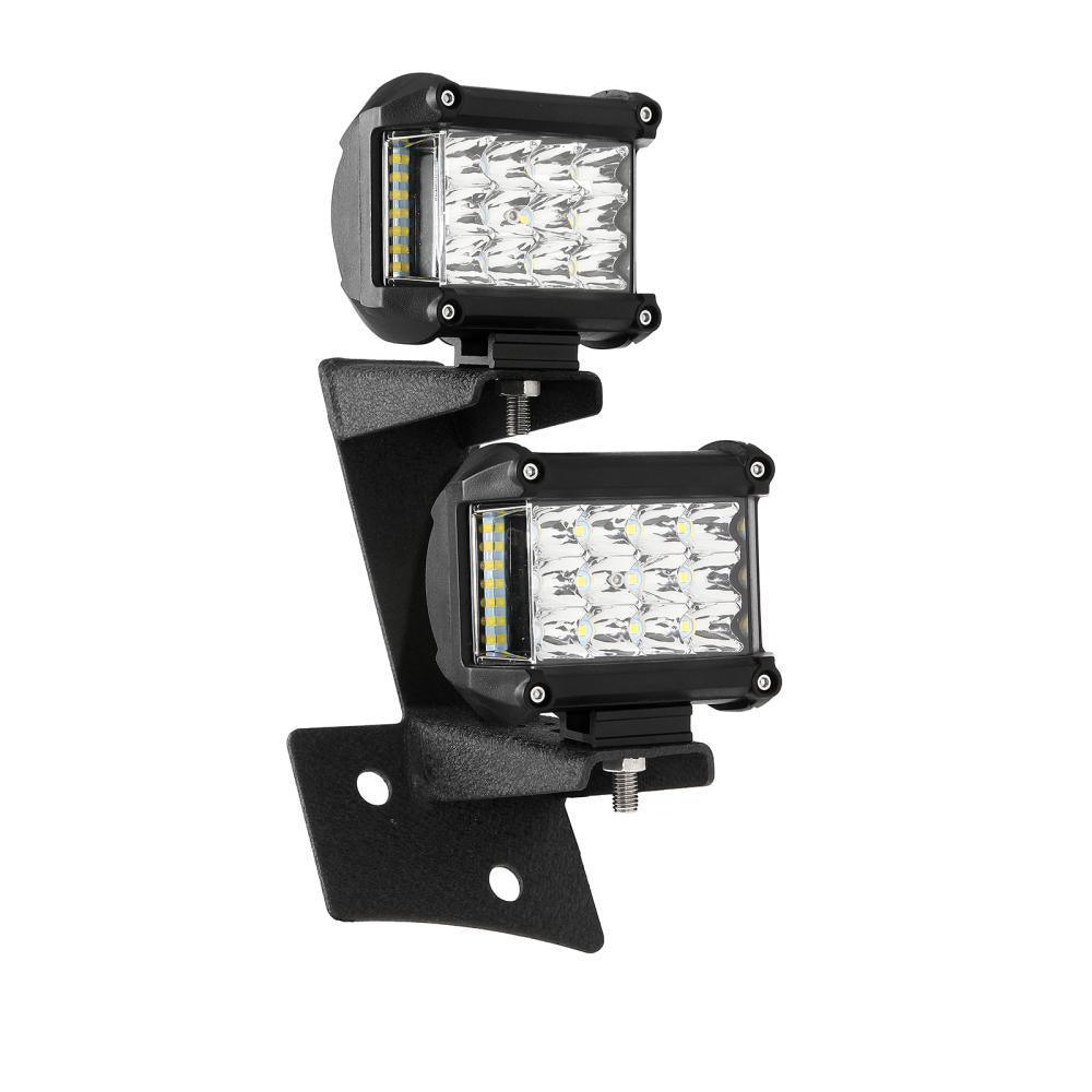 2PCS BLACK DUAL A-PILLAR LIGHT LOWER WINDSHIELD HINGE MOUNTING BRACKETS LED POD LIGHT FOR 2007-2017 JEEP WRANGLER JK
