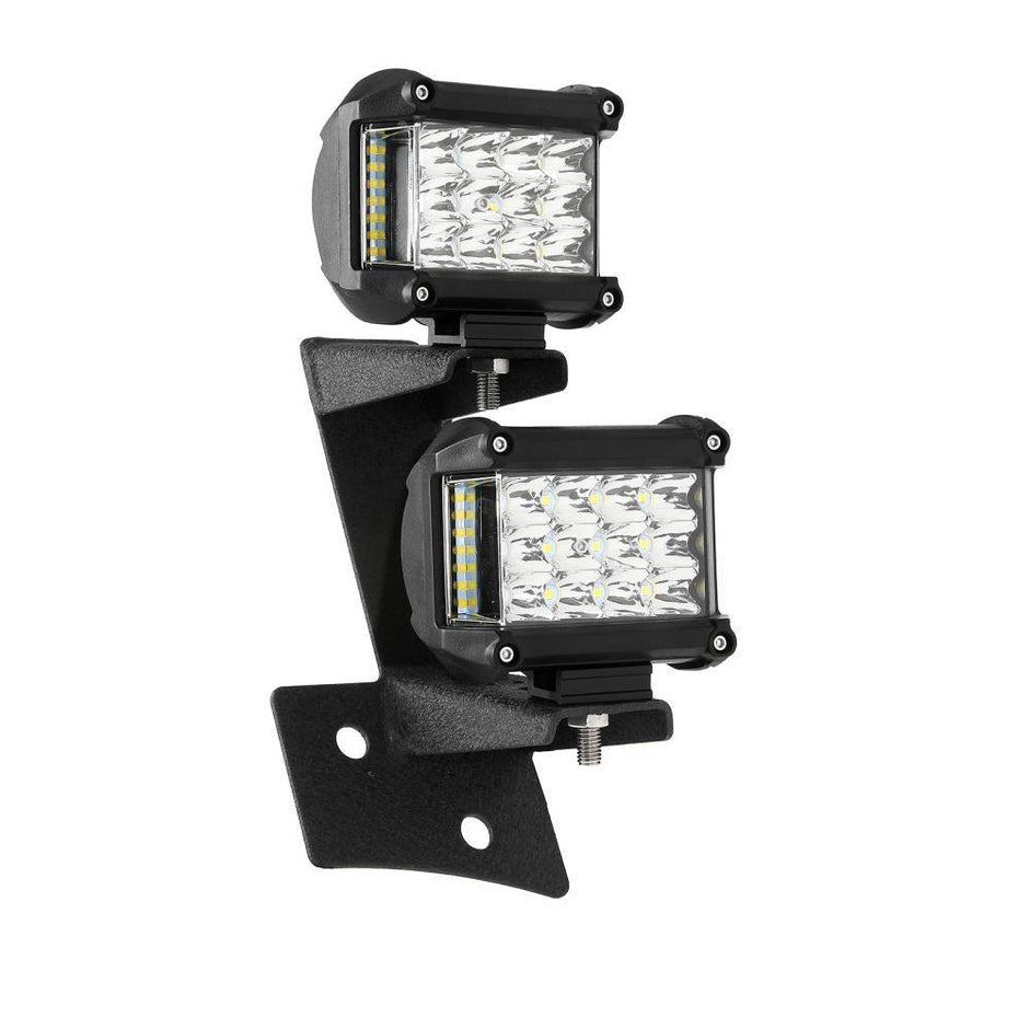 2PCS BLACK DUAL A-PILLAR LIGHT LOWER WINDSHIELD HINGE MOUNTING BRACKETS LED POD LIGHT FOR 2007-2017 JEEP WRANGLER JK