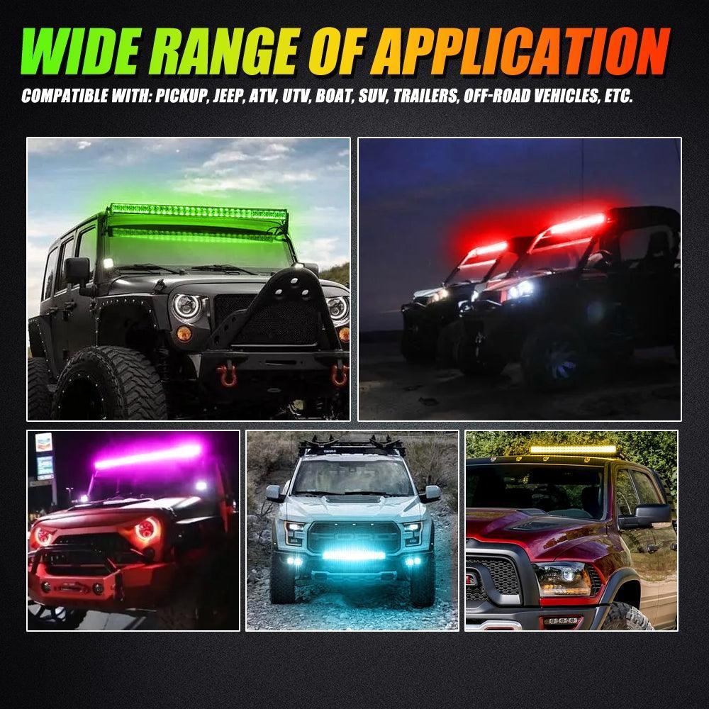 New 22 Inch V-PRO Series Straight RGBW Color Changing Off Road Led Light Bar