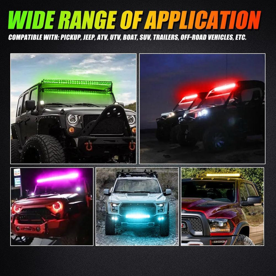 New 22 Inch V-PRO Series Straight RGBW Color Changing Off Road Led Light Bar