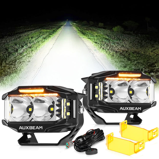 V-MAX Series | 4 Inch 72W 6960LM Combo Beam Side Shooter LED Rectangular Pod Lights with Amber DRL