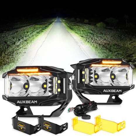 V-MAX Series | 4 Inch 72W 6960LM Combo Beam Side Shooter LED Rectangular Pod Lights with Amber DRL