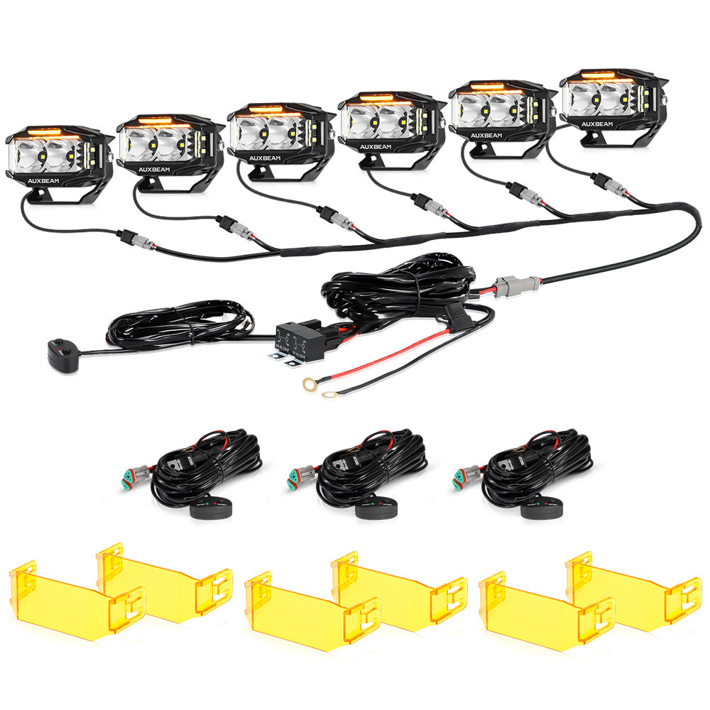 V-MAX Series | 4 Inch 72W 6960LM Combo Beam Side Shooter LED Rectangular Pod Lights with Amber DRL