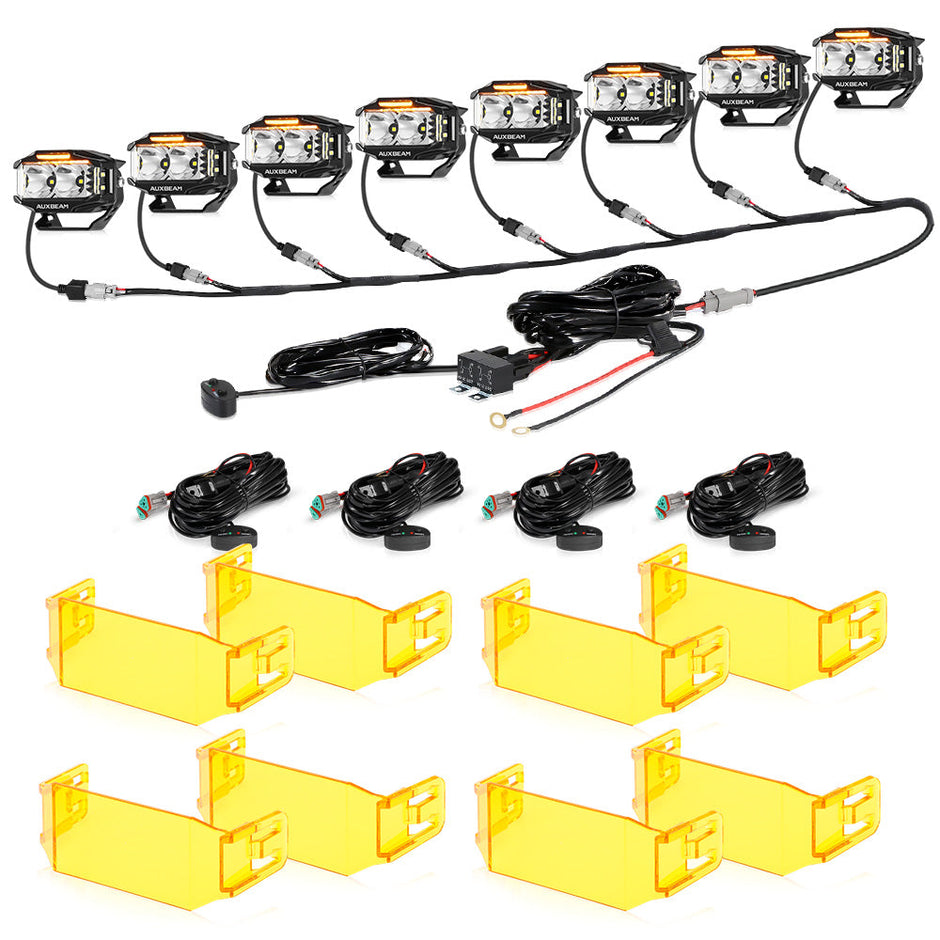 V-MAX Series | 4 Inch 72W 6960LM Combo Beam Side Shooter LED Rectangular Pod Lights with Amber DRL