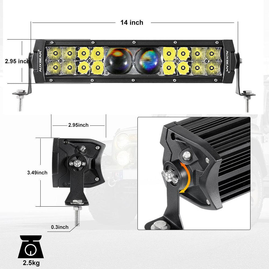 NEW 12 Inch 5D-PRO Series 12000LM Spot Beam Off Road Led Light Bar