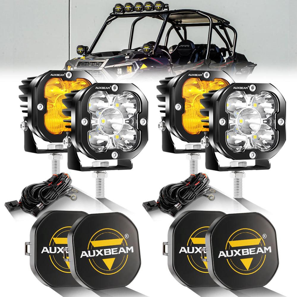 3 Inch 80W 9600LM LED Pods Lights White&Amber for ATV UTV SIDE BY SIDE 4X4
