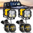 3 Inch 80W 9600LM LED Pods Lights White&Amber for JEEP