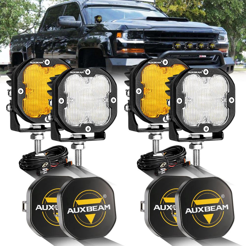 3 Inch 80W 9600LM LED Pods Lights White&Amber for CHEVROLET